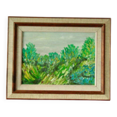 Huile sur toile originale du milieu du siècle – « Paysage vibrant »