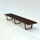 Vintage George Nelson long platform slat bench in teak wood