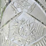 Vintage Bohemian crystal vase, sophisticated, geometric star patterns, high 25 cm