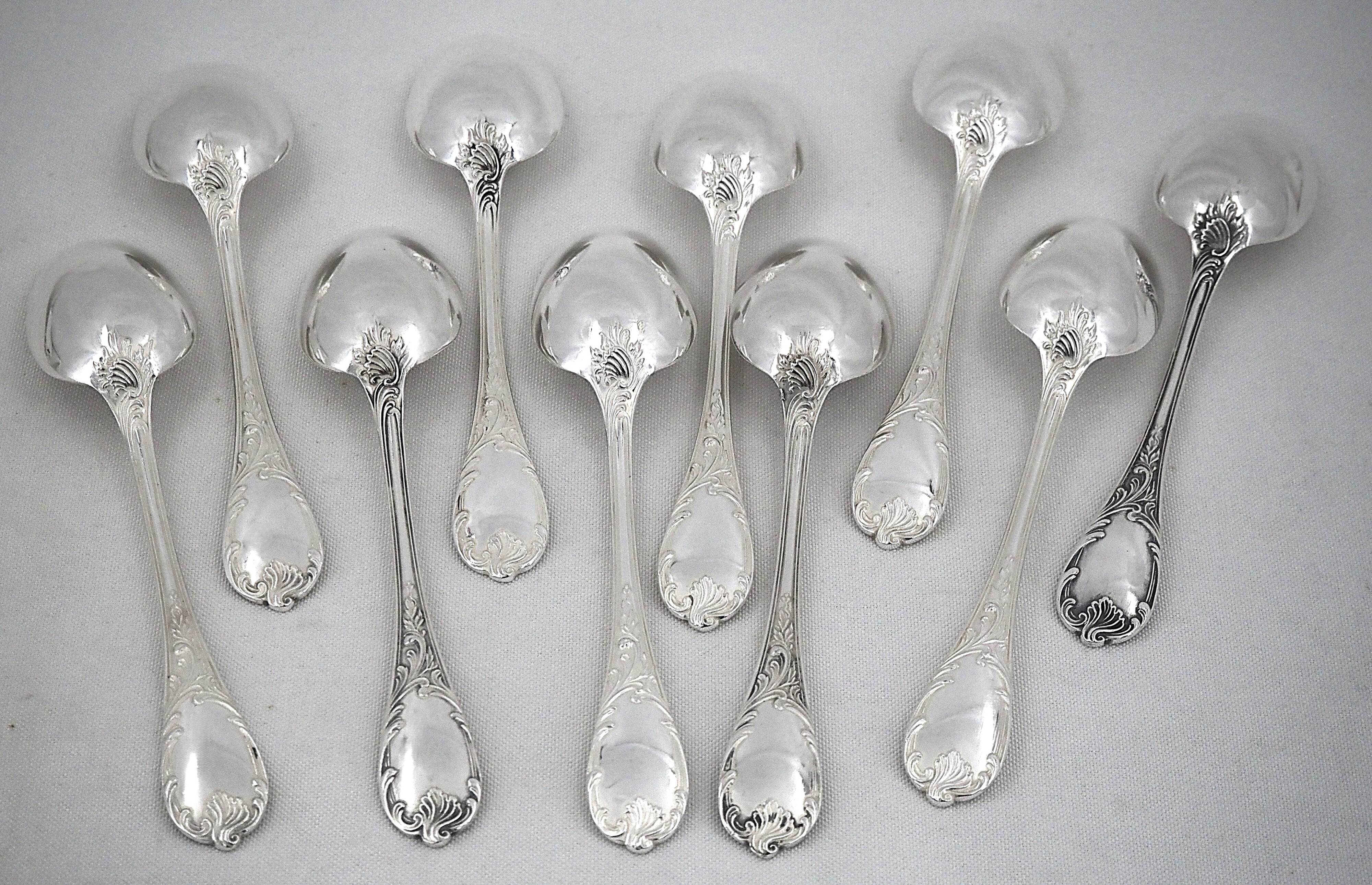 Christofle Marly, 10 silver-plated table spoons, 21 cm.