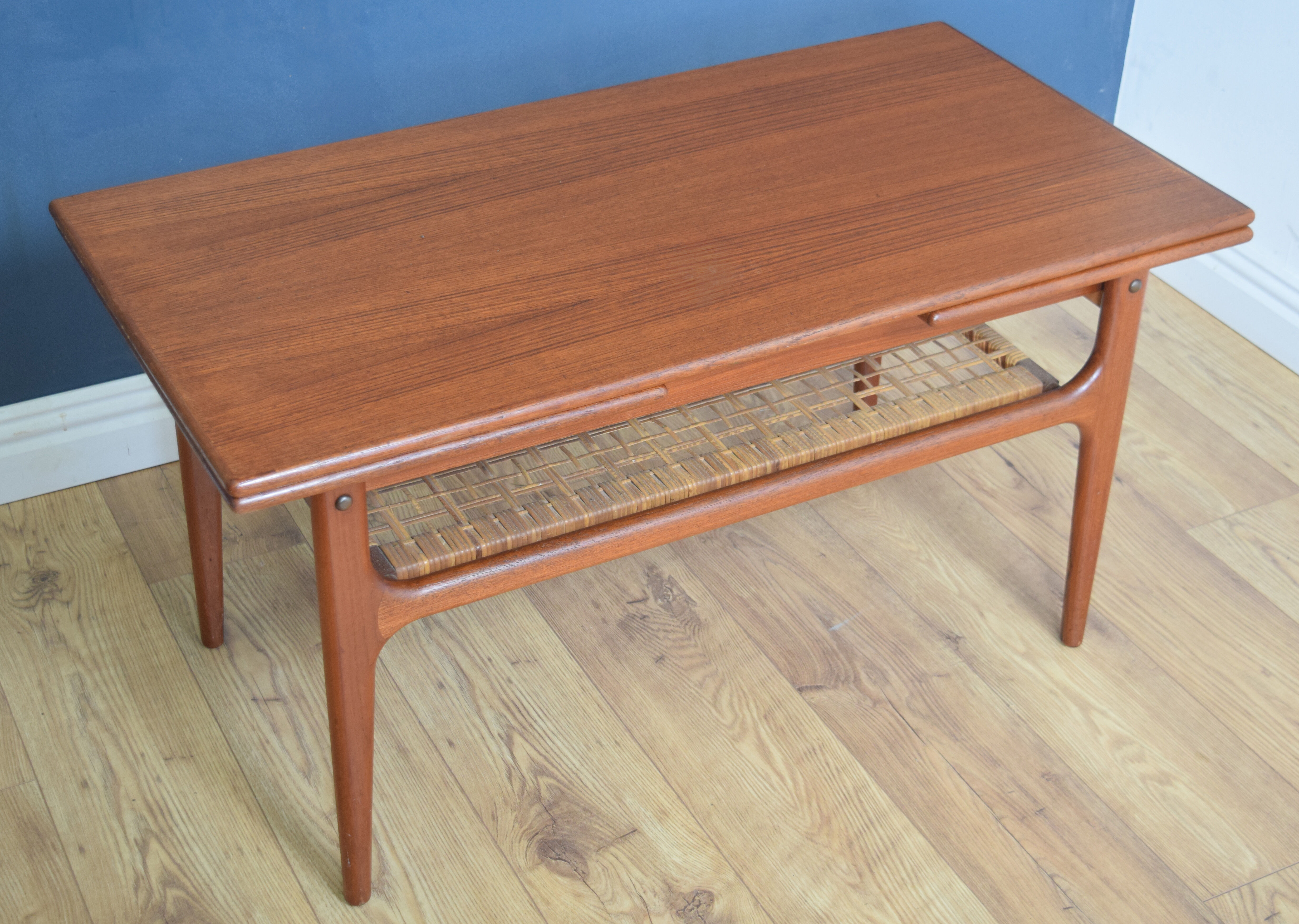 Restored Danish Teak Retro Trioh Draw Leaf Coffee Table
