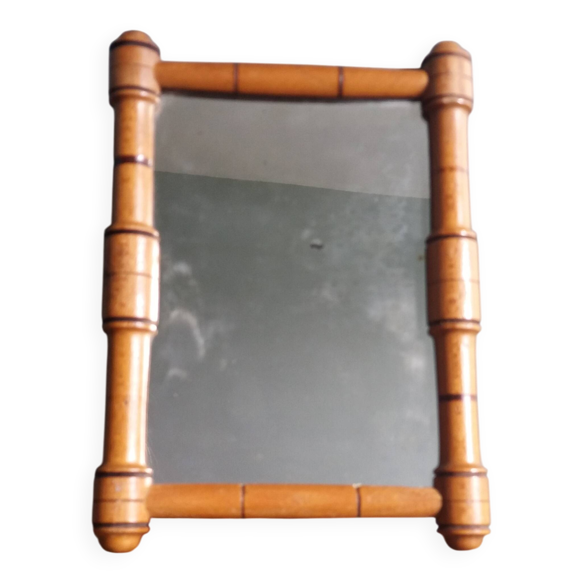 Turned wooden frame mirror 19.5 x 14