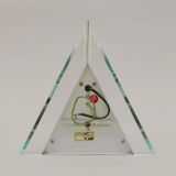 Pair of Postmodern Memphis Metal and Lucite Diamond Sconces Circa 1980