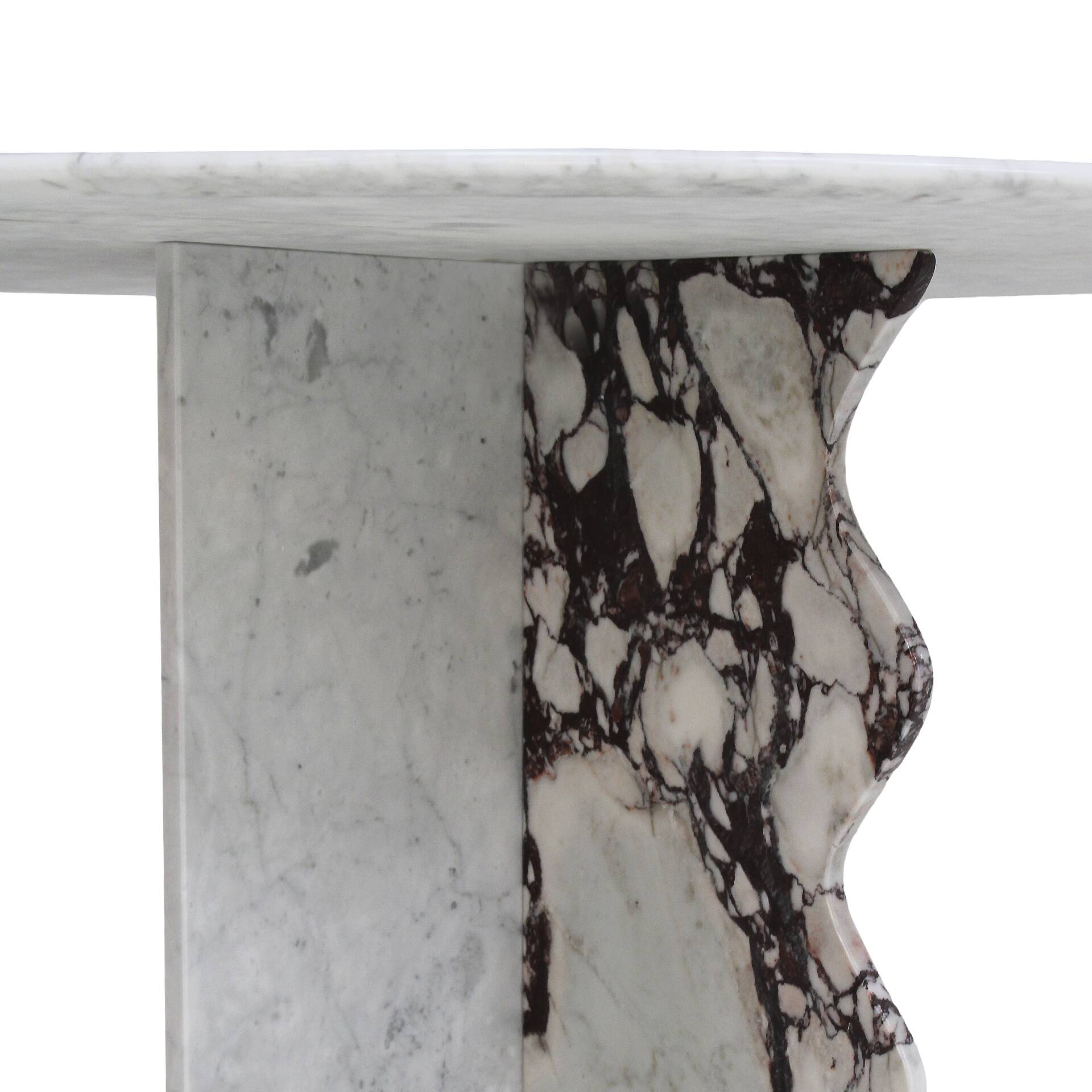Contemporary Calacatta and Carrara Marble Round Table Designed by L.A. Stud