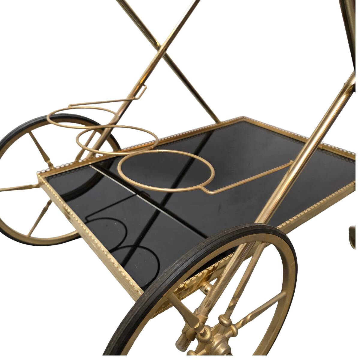 French Hollywood Regency Brass Serving Trolley, dated 1972