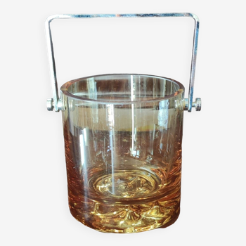 Ice Bucket Vintage Design In Thick Smoked Amber Glass