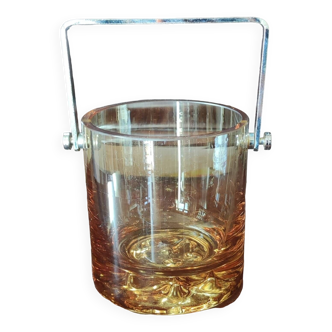 Ice Bucket Vintage Design In Thick Smoked Amber Glass