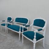 Ensemble salon banquette et 2 fauteuils style louis XVI