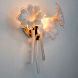 Wall lamp pink fleurs-de-lis, murano glass, Italy, 1970
