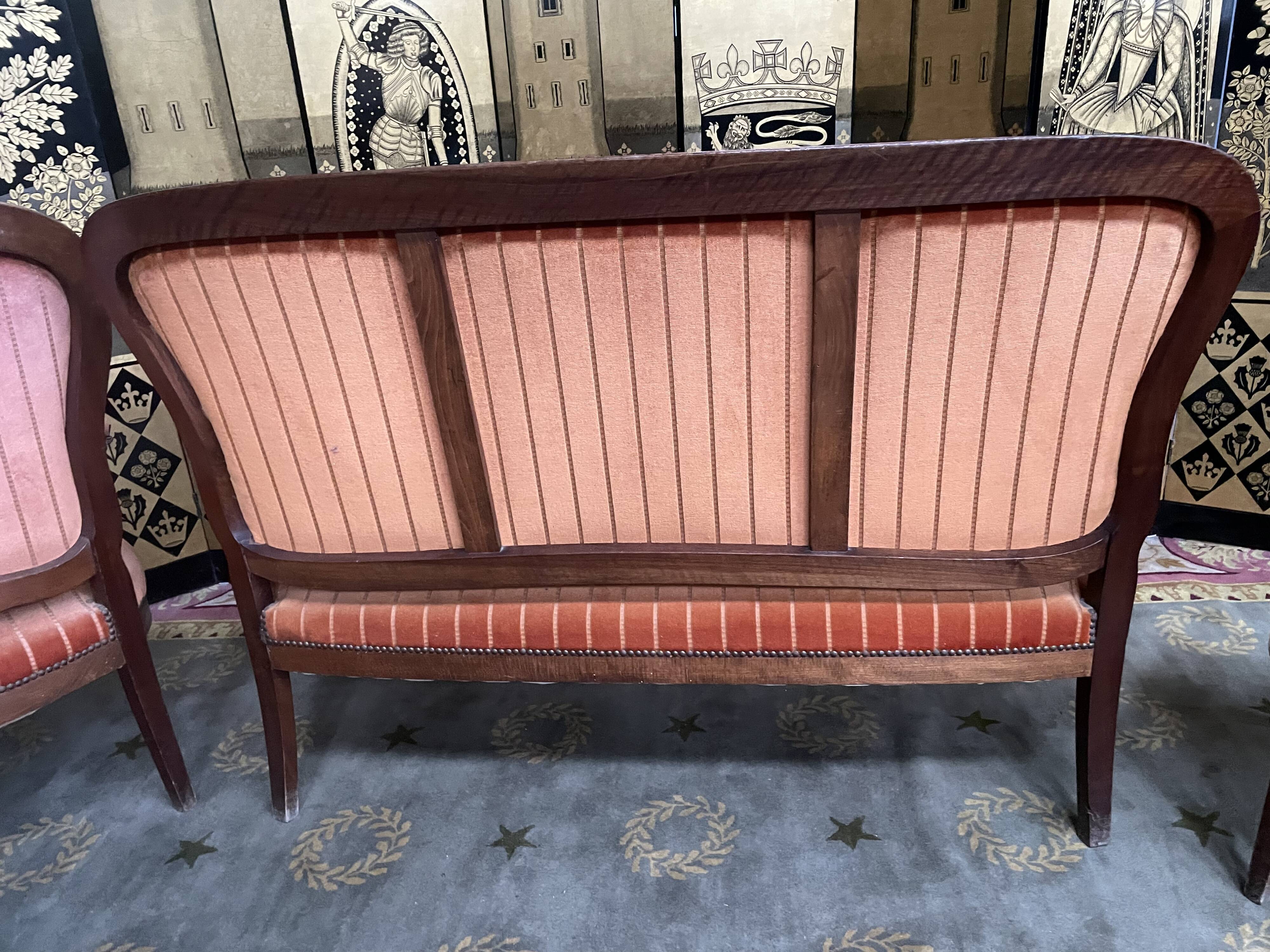Salon complet Louis Philippe banquette et paire de fauteuils