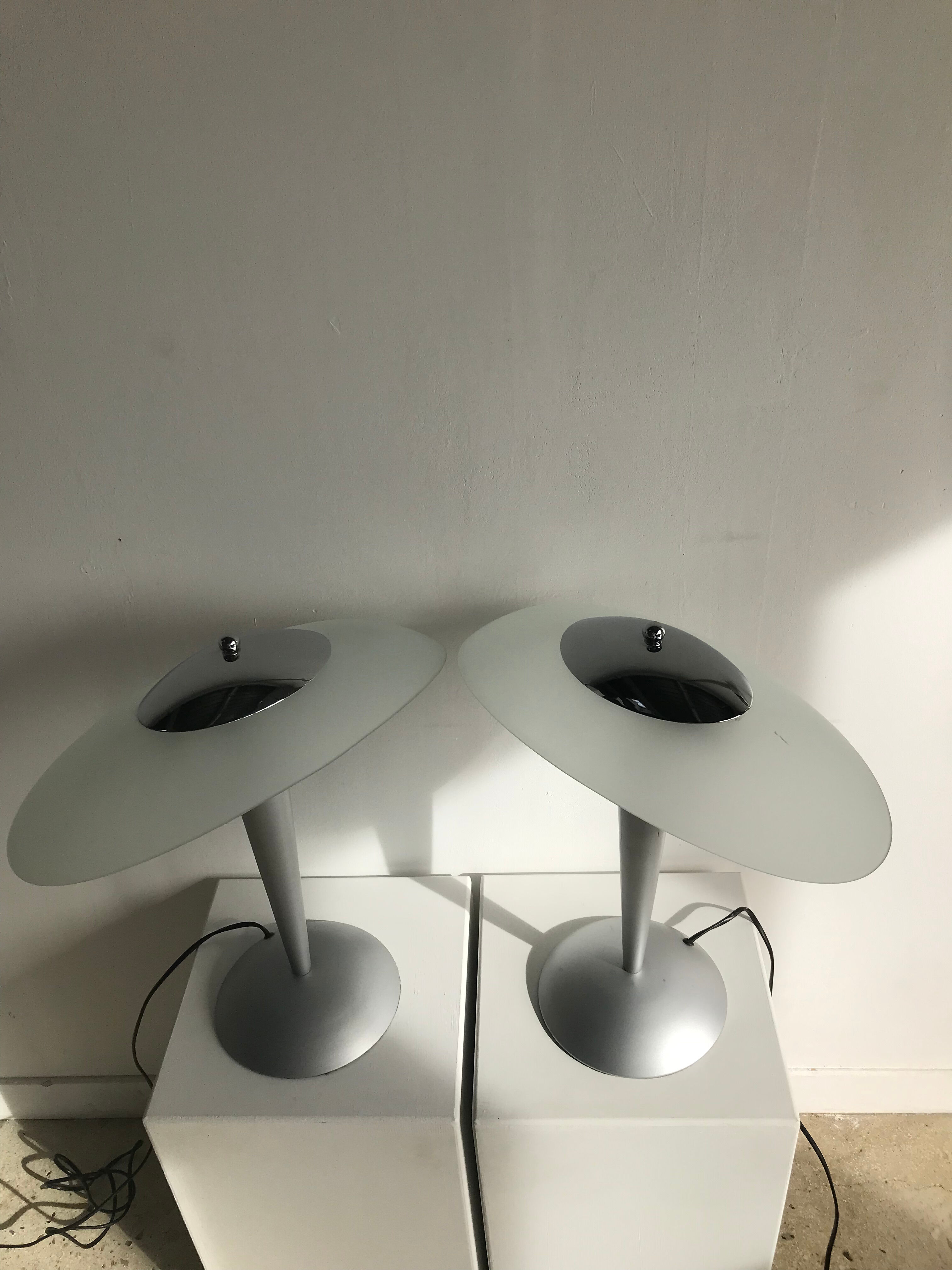 Gray lamp with oval frosted glass lampshade