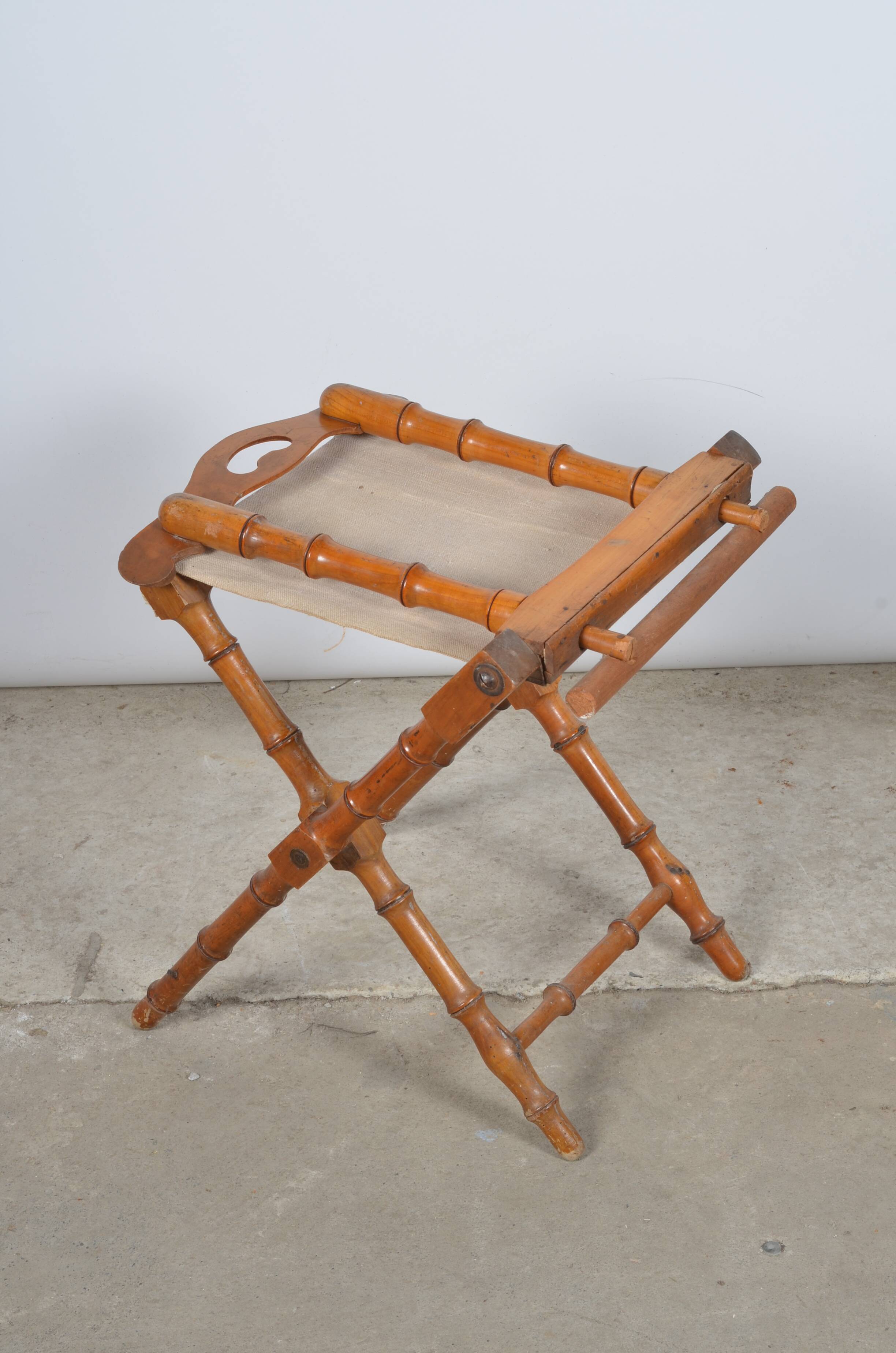 Folding wooden chair imitation bamboo