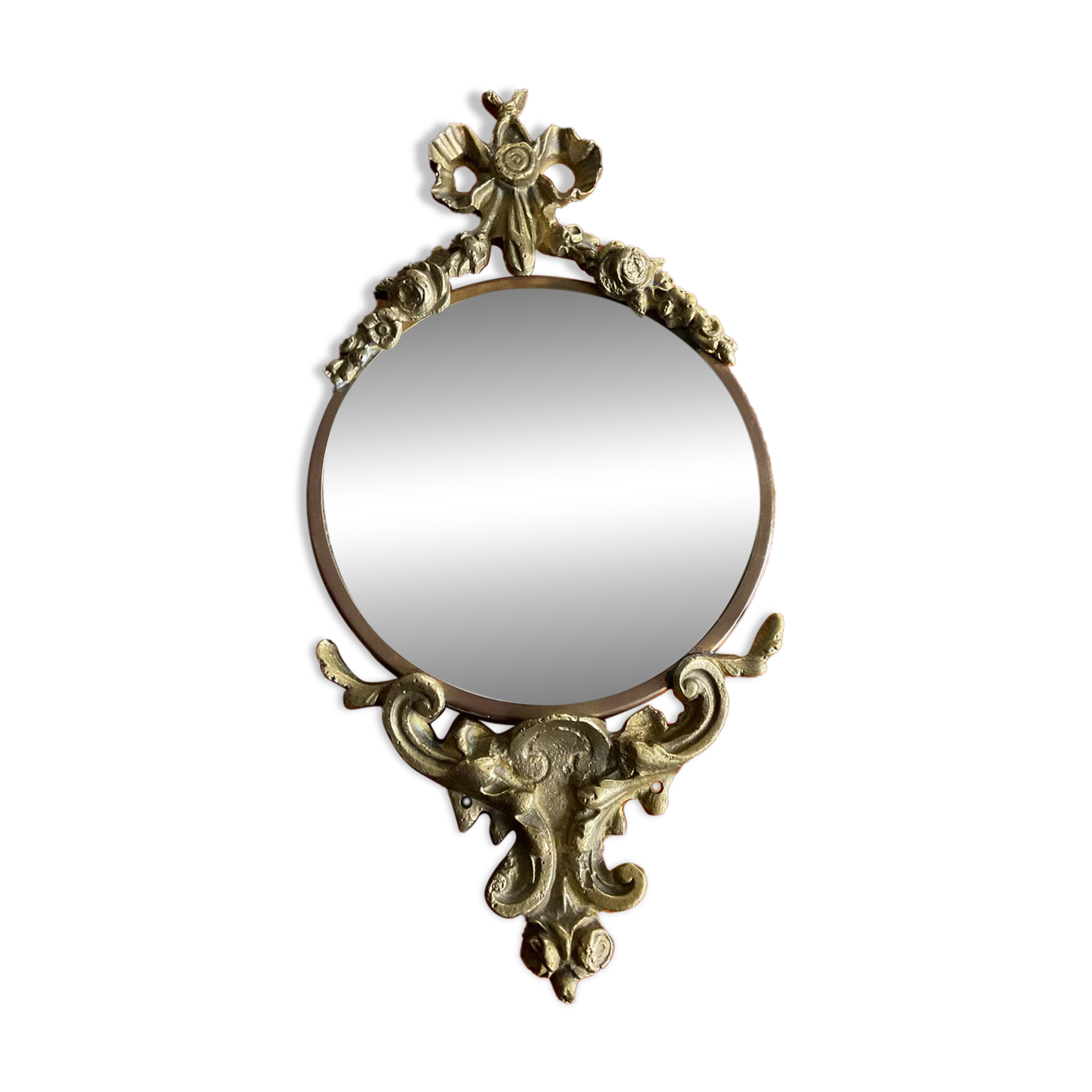 Antique small bronze mirror in Louis XIV style