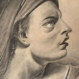 Profile of woman with drapery drawing nineteenth signed julien