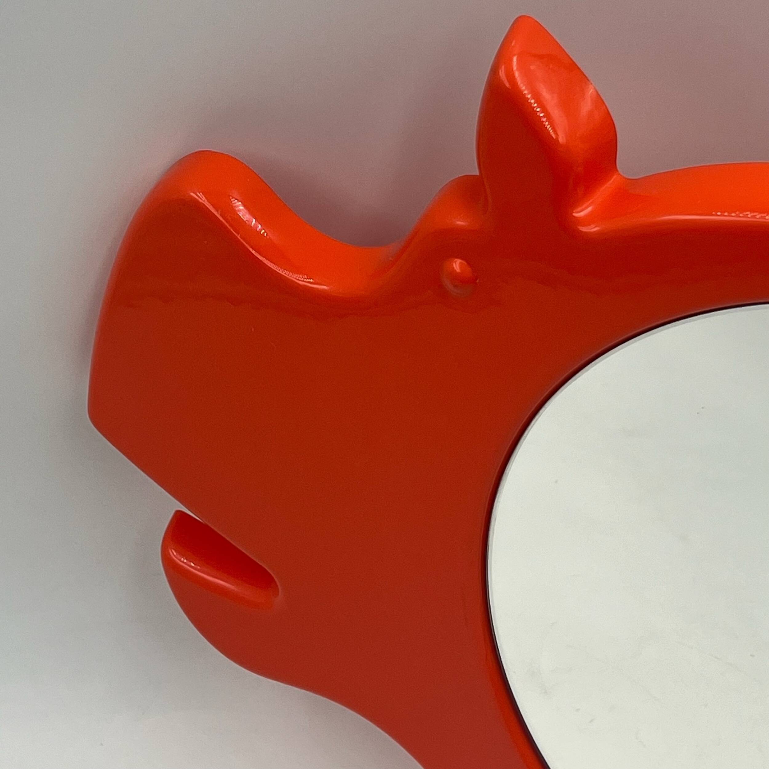 Space Age Wall Mirror with Hippo Shape Poss Denmark, 1960/70s