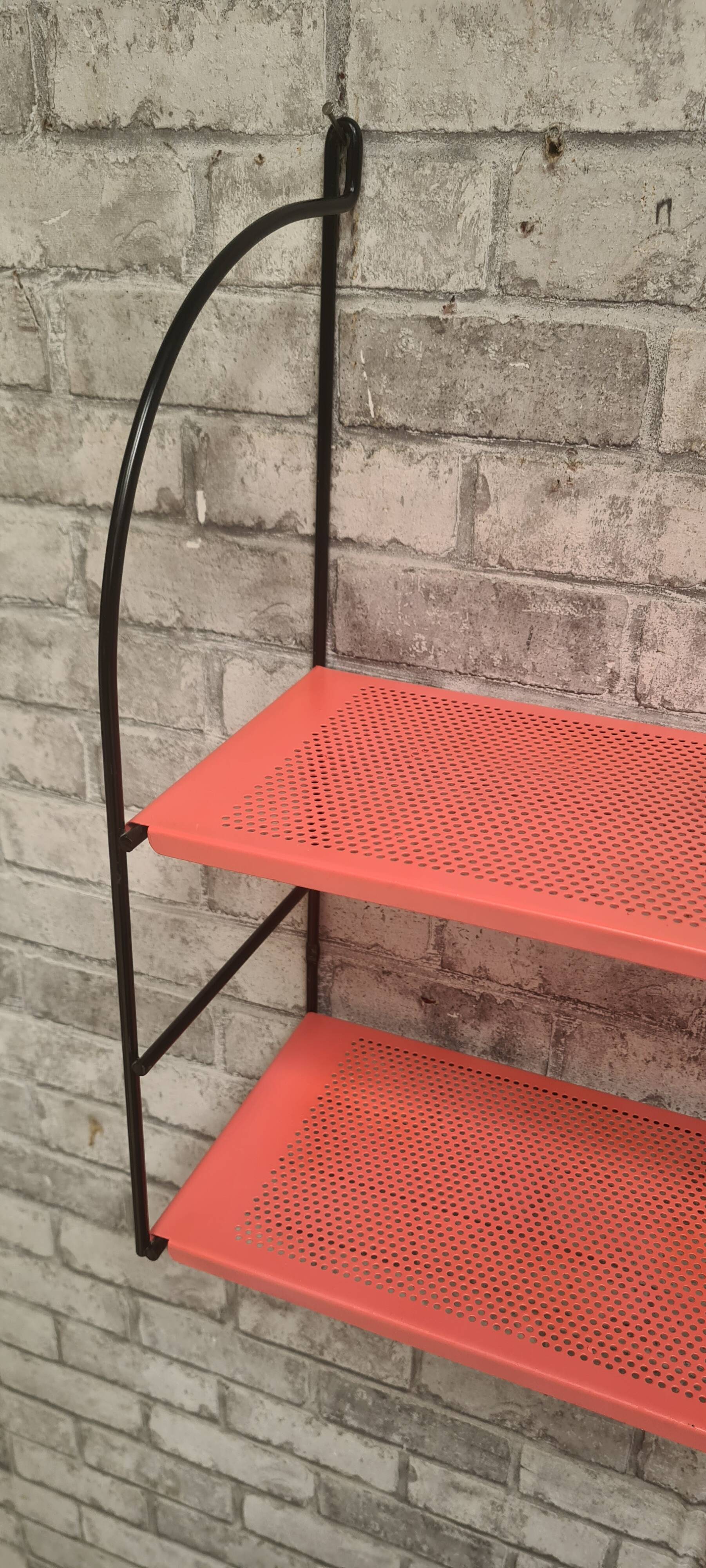vintage perforated sheet metal shelf