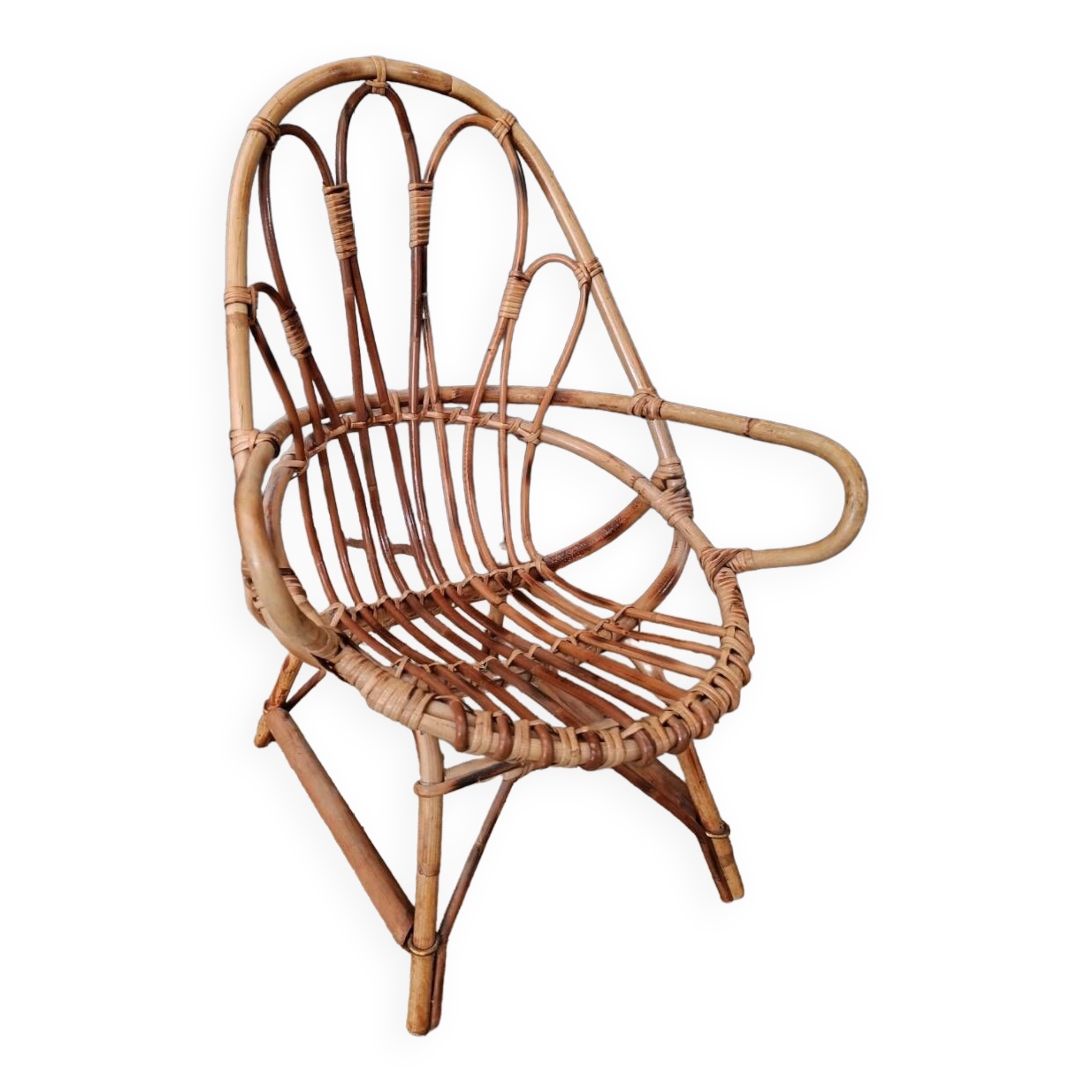 Vintage wicker rattan children's armchair