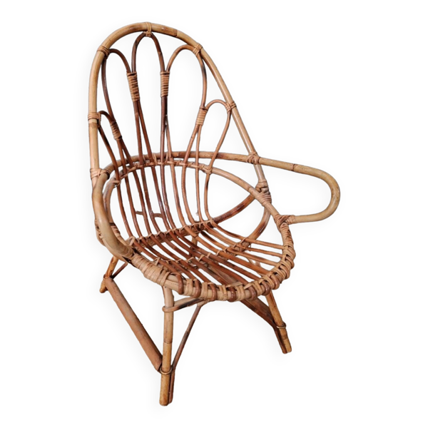 Fauteuil enfant en osier rotin vintage