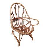 Vintage wicker rattan children's armchair