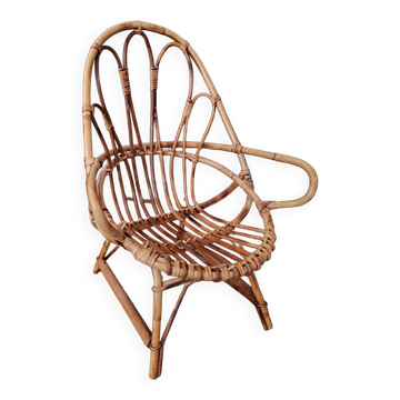 Vintage wicker rattan children's armchair
