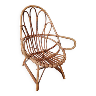Vintage wicker rattan children's armchair