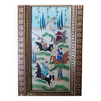 Tableau peinture persane cadre khatam