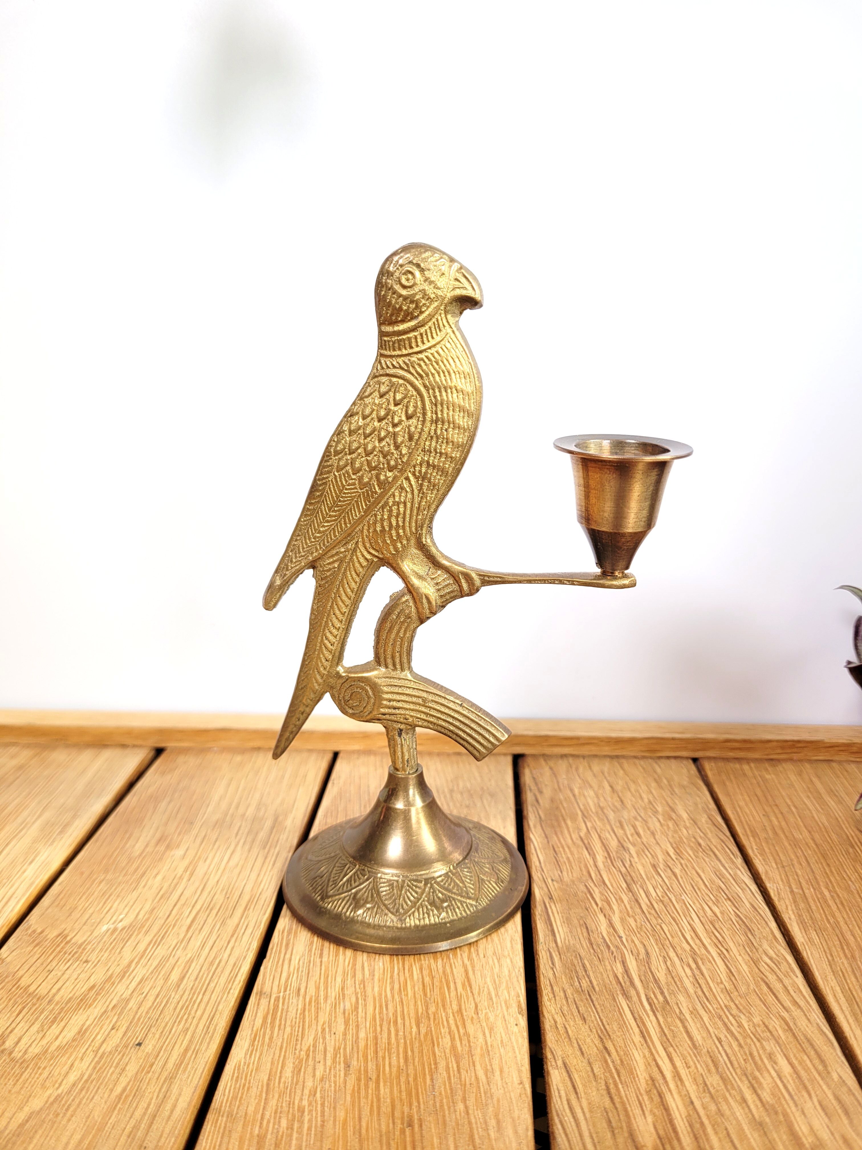Candlestick brass bird