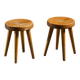 Pair of pine stools by René Martin, France, circa 1965