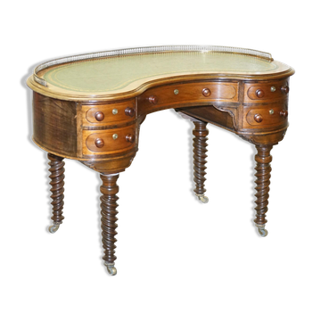 Bureau Kidney de Campagne Militaire Regency de Gillow's of Lancaster avec Galerie en Laiton
