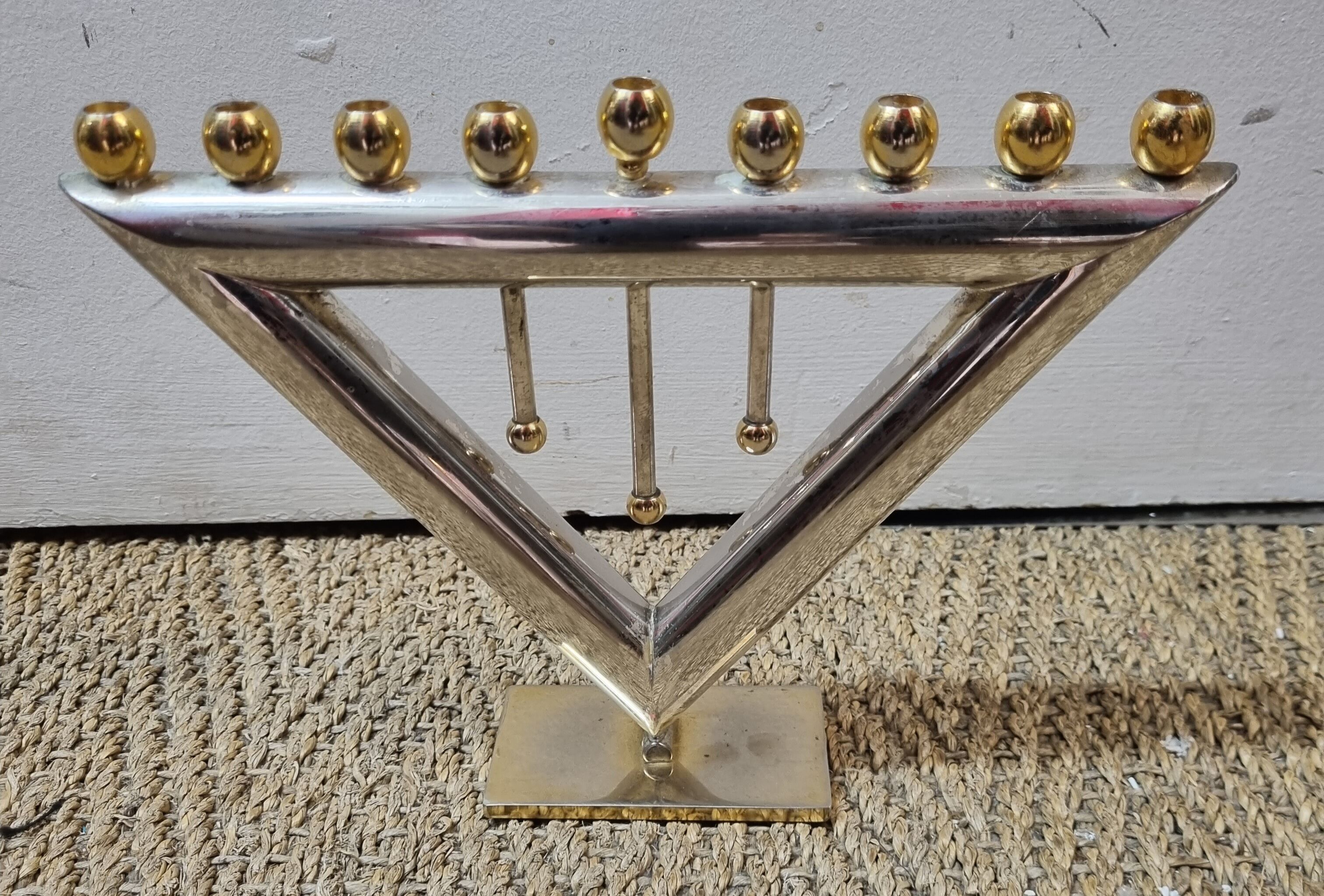 Menorah or hanukkah, 9-branched candlestick