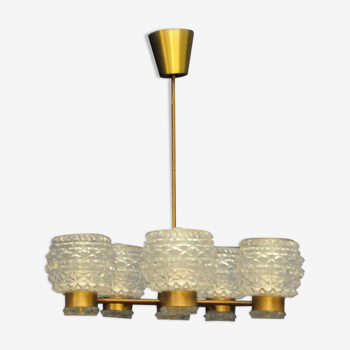 Chandelier Orrefors brass