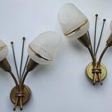 Pair of Arlus gold globe tulip wall lights from the 60s