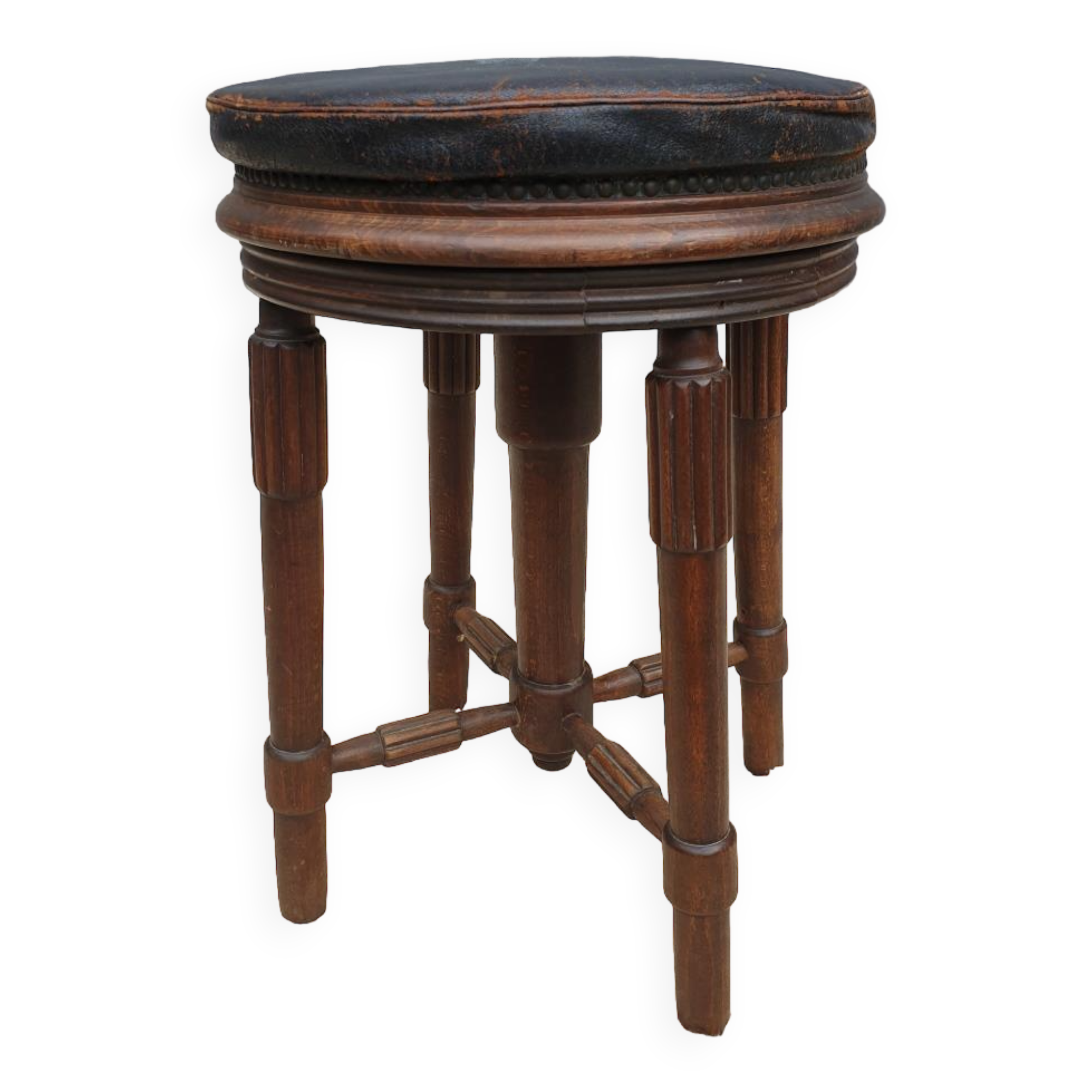 Pleyel piano stool from 1853 round leather seat