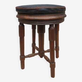 Tabouret de piano Pleyel de 1853 assise ronde cuir