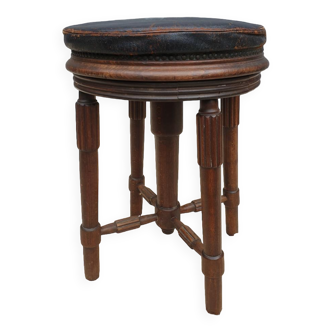 Tabouret de piano Pleyel de 1853 assise ronde cuir