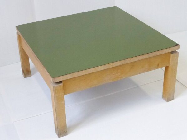 Table basse carrée Formica kaki vintage 1950 Rockabilly 50's