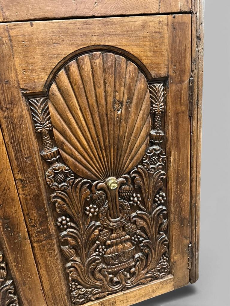 vintage shallow wooden wall cabinet