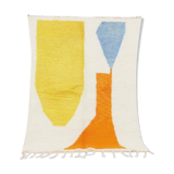 Handwoven Berber rug with traditional coloured patterns, size 1.4/2.6 m.