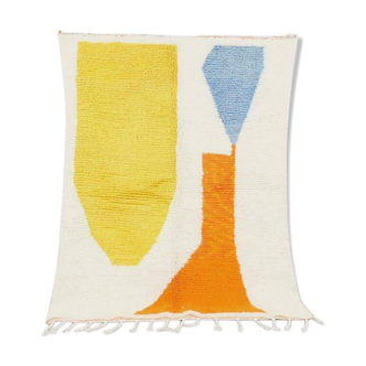 Handwoven Berber rug with traditional coloured patterns, size 1.4/2.6 m.