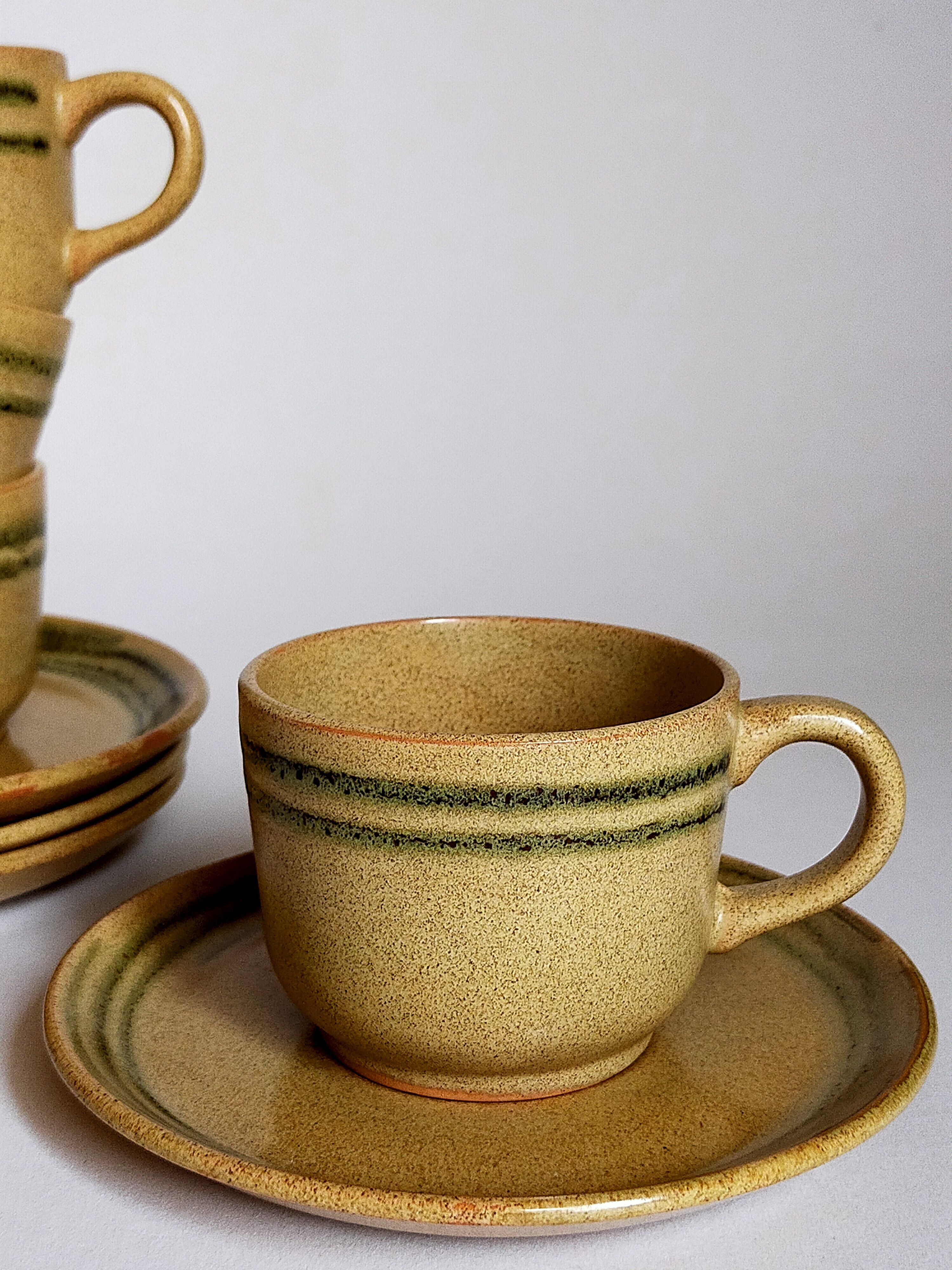 Set coffee cups Sarreguemines sugar bowl and vintage milk pot service"Cottage"