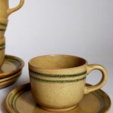 Set coffee cups Sarreguemines sugar bowl and vintage milk pot service"Cottage"