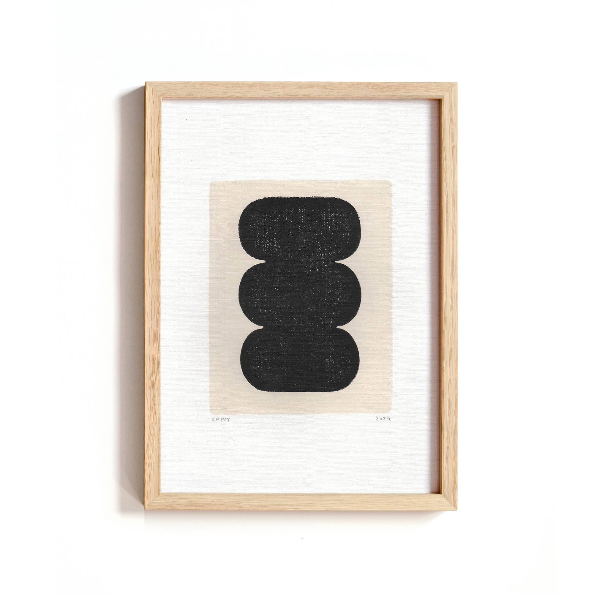 Collection of 4 black abstract paintings on paper signed eawy