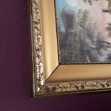 Peinture à l'huile sur toile, paysage,  signé.