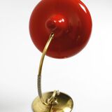 Beautiful large Mid Century Modern brass table lamp with red metal shade