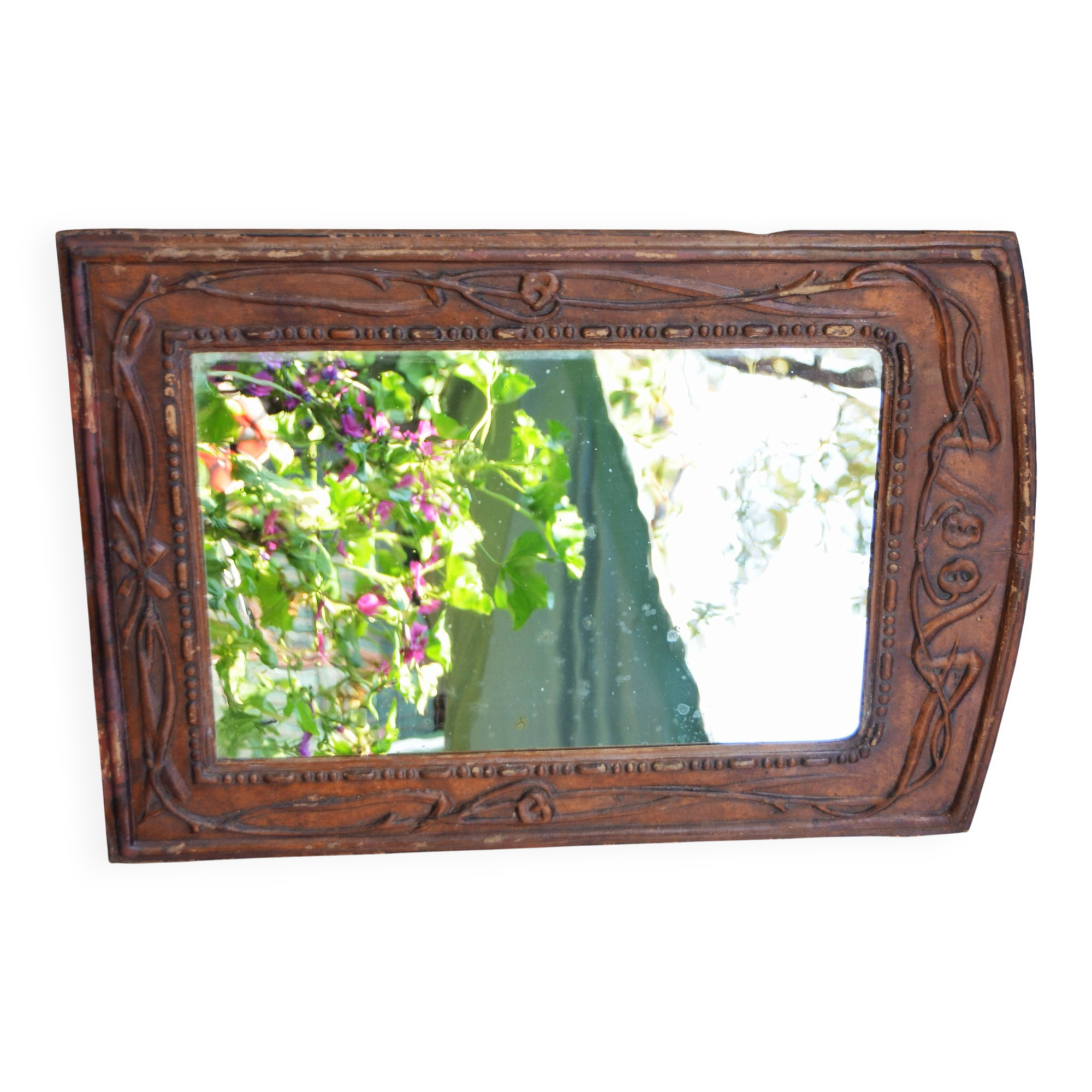 Papier Mache French Art Nouveau Framed Mirror circa 1900