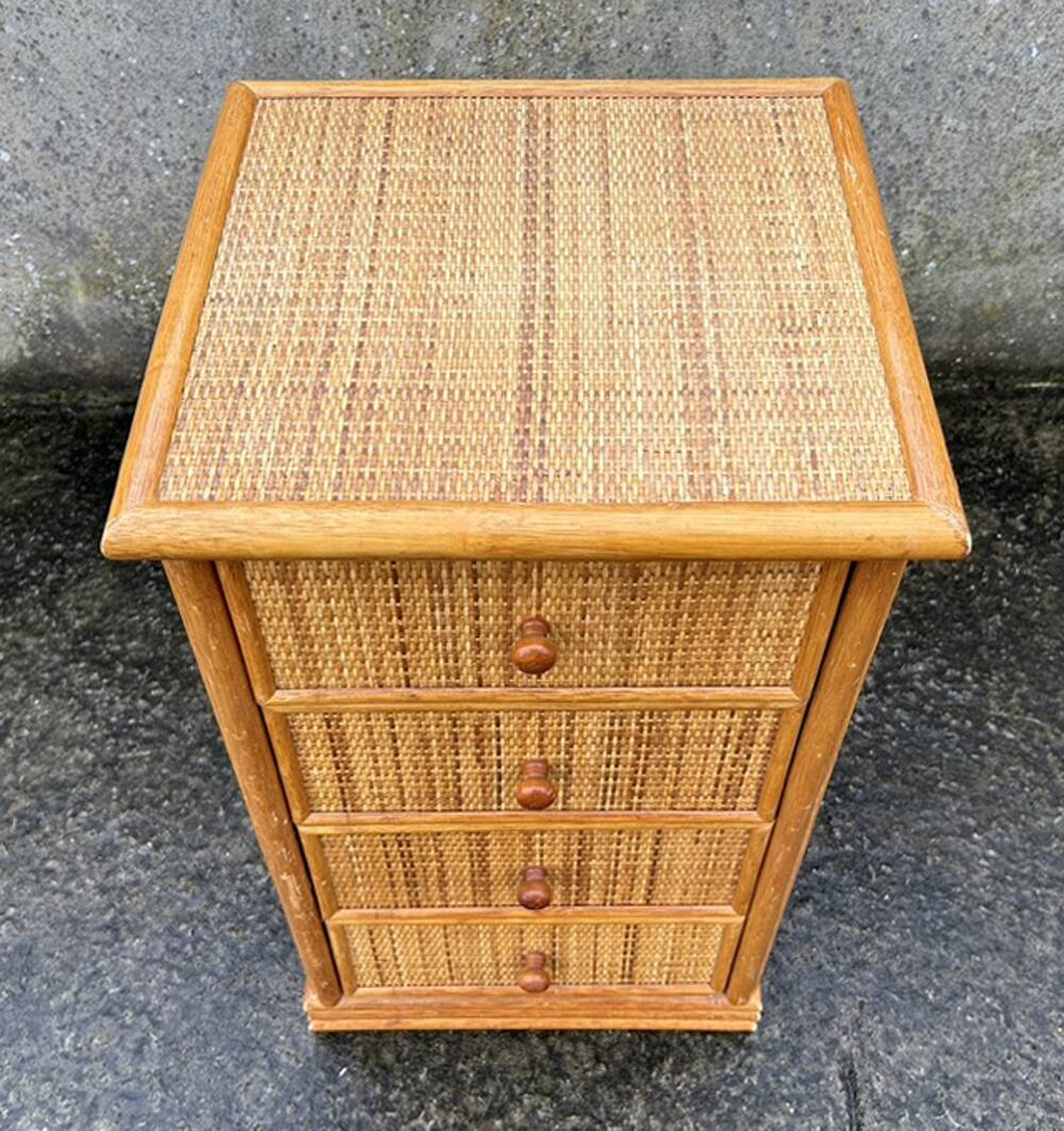 Maugrion weekly planner for Roche Bobois, wood and rattan, 1980s