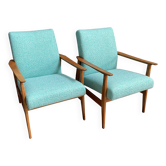 Paire de fauteuils verts années 1960