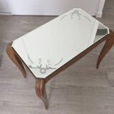 Wooden coffee table and mirror