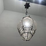 Large Murano Glass Wrought Iron Light Pendant 1950’s