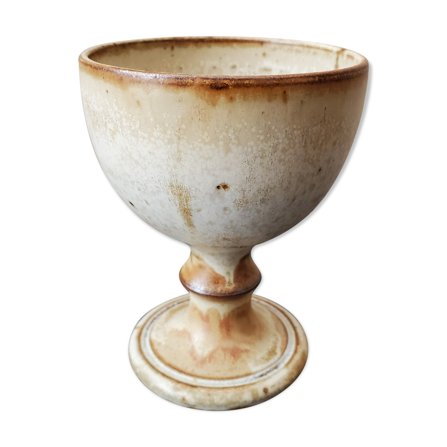 Old glazed sandstone chalice glass